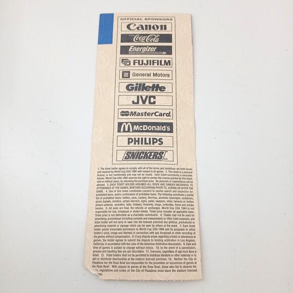 1994 FIFA World Cup Ticket Stub Game 42 Brazil vs Cameroon Stanford Stadium - Picture 5 of 12